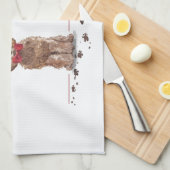 ブラウンコックポおもしろいークリスマス犬と木 キッチンタオル (四つ折り)