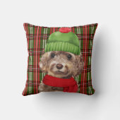ブラウンコックポウプレイドクリスマスドッグ装飾用クッション クッション (裏面)