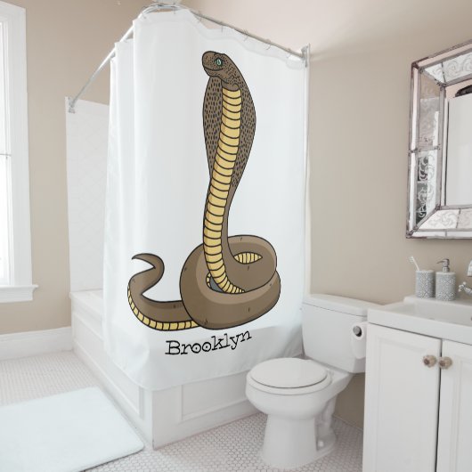 ブラウンコブラヘビイラストレーション シャワーカーテン (インサイチュ)