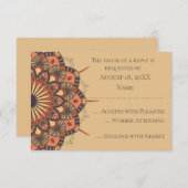 ブラウンコンテンポラリーピーチマンダラRSVPカード 出欠カード (正面/裏面)