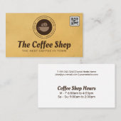ブラウンコーヒーカップと豆のロゴ 名刺 (正面/裏面)