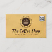 ブラウンコーヒーカップと豆のロゴ 名刺 (正面)