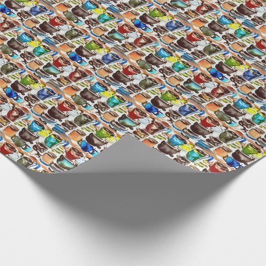 ブラウンコーヒーカップ抽象芸術水の色パターン ラッピングペーパー (角)