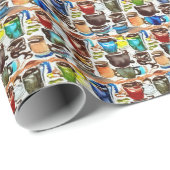 ブラウンコーヒーカップ抽象芸術水の色パターン ラッピングペーパー (ロールコーナー)