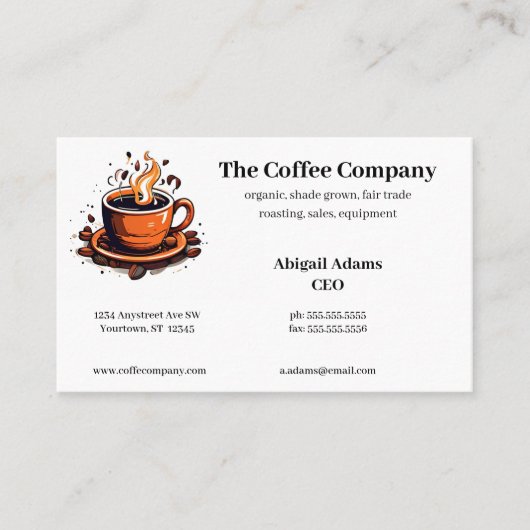 ブラウンコーヒーカップ豆の販売ロースト生産者の店 名刺 (正面)