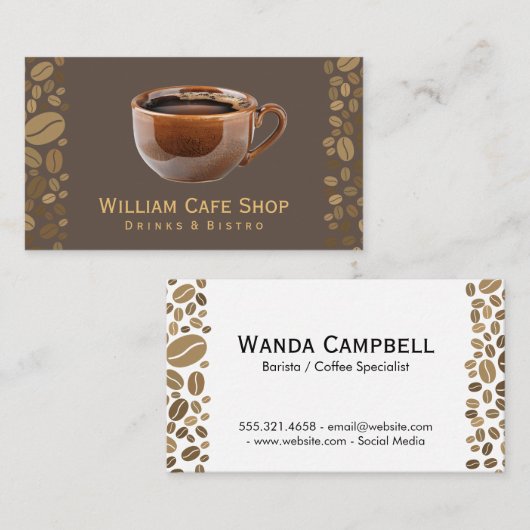 ブラウンコーヒーマグ | コーヒービーンズ 名刺 (正面/裏面)