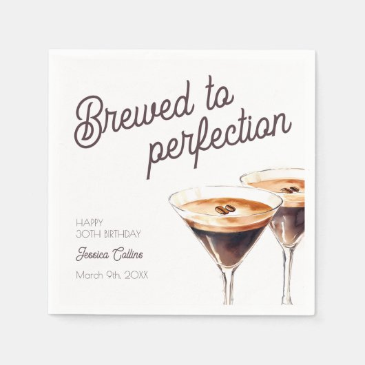 ブラウンコーヒーマルティーニ30歳の誕生日パーティー スタンダードカクテルナプキン (正面)