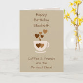 ブラウンコーヒー&フレンズ誕生日挨拶 カード (黄色い花)