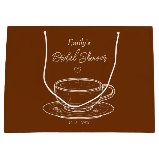 ブラウンコー素朴ヒーブライダルシャワー抱き枕 ラージペーパーバッグ (正面)