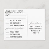 ブラウンゴシックのハロウィーンスケルトンマッチングメニューRSVP インビテーションポストカード (裏面)