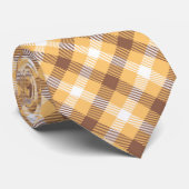 ブラウンゴールデン&ホワイトタルテンプレイドメンズタイ ネクタイ (ロール)