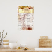 ブラウンゴールドグリッター水彩価格リストポスター ポスター (キッチン)