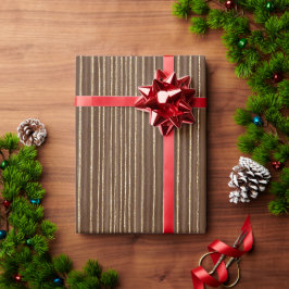 ブラウンゴールドストライプ クリスマス ラッピングペーパー