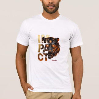 ブラウンゴールドタイガー 'IMPACT' - 大胆なゴールドの美学 Tシャツ