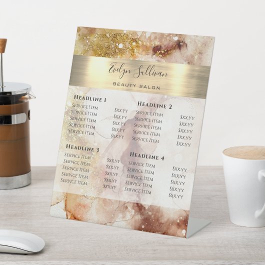 ブラウンゴールド水彩価格表台座看板 台座サイン (インサイチュ)