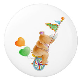 ブラウンサイのウィムシーな水色のサーカスのドアノブ セラミックノブ