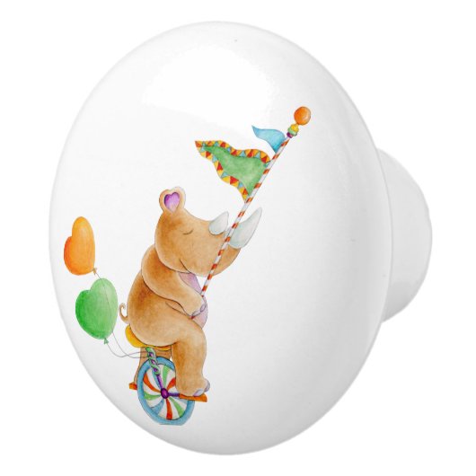 ブラウンサイのウィムシーな水色のサーカスのドアノブ セラミックノブ (右)