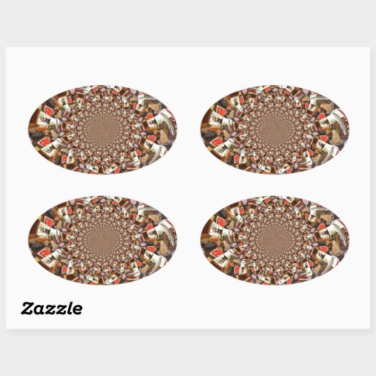 ブラウンサイケデリックヒュースのビジョン 楕円形シール (シート)