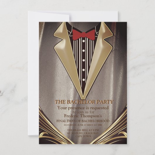 ブラウンサテンとアイボリーフラワーバチェラー招待 (正面)