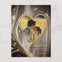 ブラウンサテンとアイボリー花の輝き 案内ポストカード