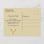 ブラウンサテンとアイボリー花の輝き 案内ポストカード (裏面)