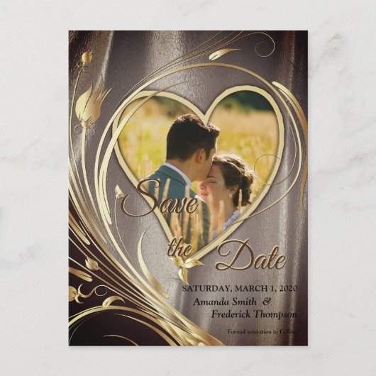 ブラウンサテンとアイボリー花の輝き 案内ポストカード (正面)