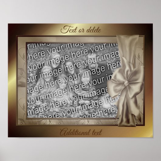 ブラウンサテンボウフレーム自分の写真を作成 ポスター (正面)