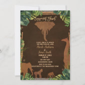 ブラウンサファリジャングル動物園動物婚約シャワー 招待状 (正面)