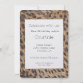 ブラウンサファリヒョウ動物スパークル誕生日 招待状 (正面)