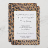 ブラウンサファリヒョウ動物スパークル誕生日 招待状 (正面/裏面)