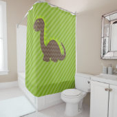 ブラウンシェブロンドラゴンオングリーンストライプ シャワーカーテン (インサイチュ)