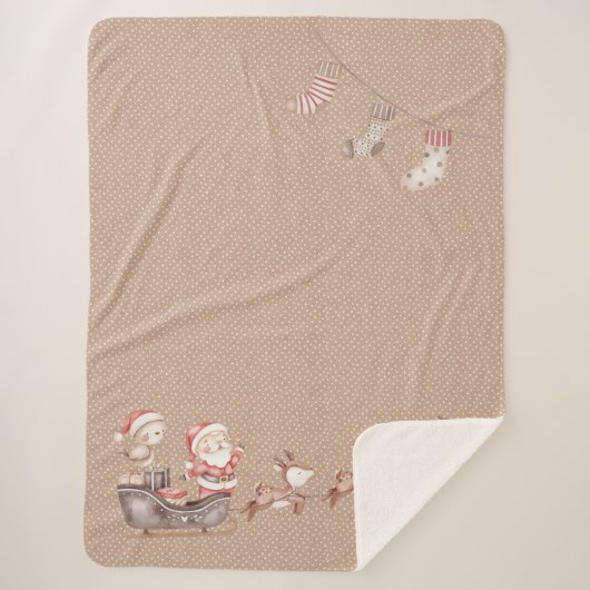 ブラウンシェルパブランケットとサンタとそりの中 シェルパブランケット (正面)