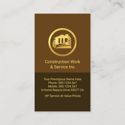 ブラウンシェード金ゴールド建物建築 名刺 (裏面)