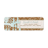 ブラウンシャンデリアとブルーシャンデリア差出人住所ラベル ラベル (正面)