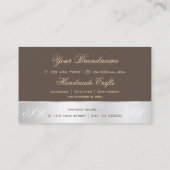 ブラウンシルバーデカールかわいいバラフラワーとイニシャル 名刺 (裏面)