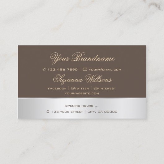 ブラウンシルバーデカールかわいいバラフラワーエレガントフローラ 名刺 (裏面)