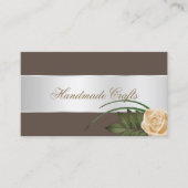 ブラウンシルバーデカールかわいいバラフラワーエレガントフローラ 名刺 (正面)
