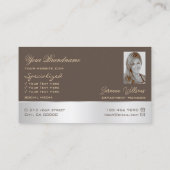 ブラウンシルバーデコールゴージャスなバラの花と写真 名刺 (裏面)