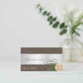 ブラウンシルバーデコールゴージャスなバラの花と写真 名刺 (スタンド正面)