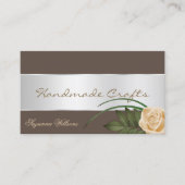 ブラウンシルバーデコールゴージャスなバラの花と写真 名刺 (正面)