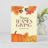 ブラウンシンプルハッピー感謝祭ソーシャルメディア 招待状 (スタンド正面)