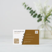 ブラウンシンプルフォーマルQRコードプロフェッショナルモダン 名刺 (スタンド正面)