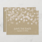 ブラウンシンプル紙素朴ウェディング日付を保存 案内ポストカード (正面/裏面)