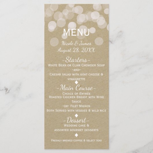ブラウンシンプル紙素朴ラ結婚イトのメニュー メニュー (正面)