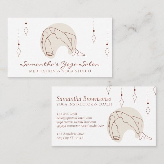 ブラウンシークレットジオメトリポーズヨガピラテスコー 名刺 (正面/裏面)