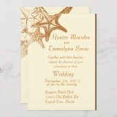 ブラウンシースタービーチ結婚式招待 招待状 (正面/裏面)