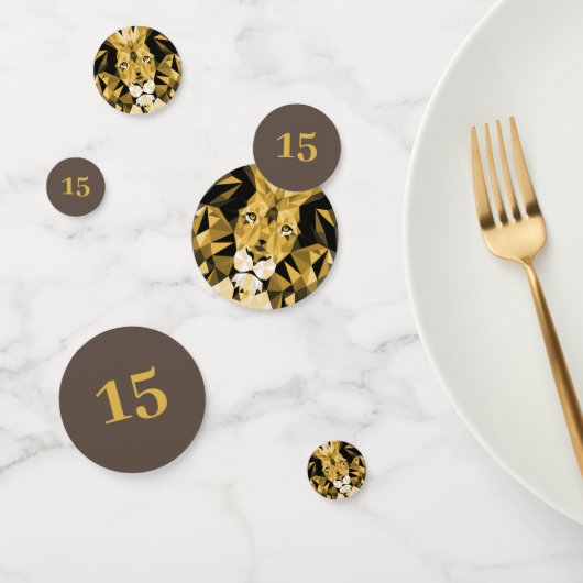 ブラウンジオメトリックライオンカスタマイズ誕生日 コンフェッティ (グループ)