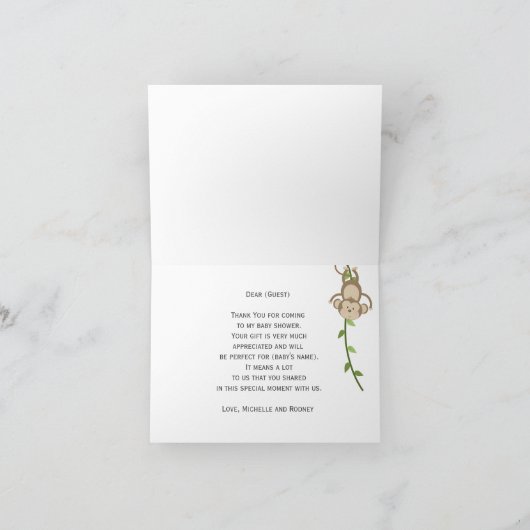 ブラウンジャングルサファリアニマルズフォールドサンキューカード サンキューカード (内部)