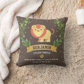 ブラウンジャングルサファリライオン男の赤ちゃん誕生統計 クッション (ブランケット)