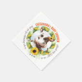 ブラウンジャージー牛ひまわり女の子ベビーシャワー スタンダードカクテルナプキン (角)